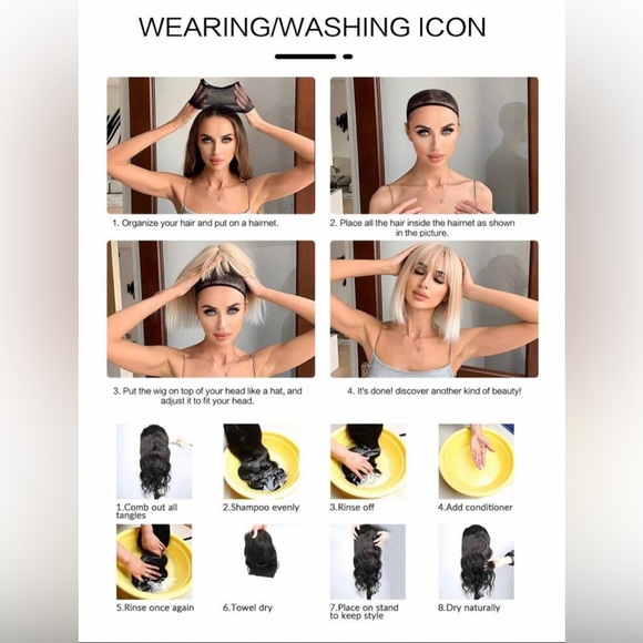 Brown, synthetic, fiber, long bang 28 inch wig - Picture 7 of 7